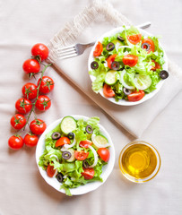 Vegetable salad in a white plate