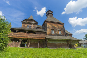 Side view of the Old Church. Monument of architecture of 16-17 centuries. West Ukraine. 