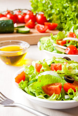 Vegetable salad on White plate