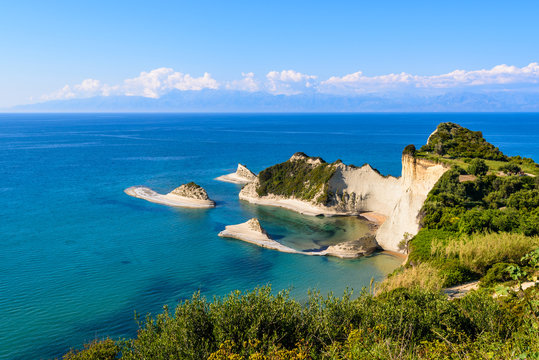 Picturesque Cape Drastis at Corfu island in Greece. Europe. 
