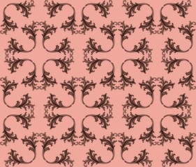 Vintage Retro floral ornament pattern. Vector abstract decor for backgrounds, texture, fabric, textile, cards. pink peach  color