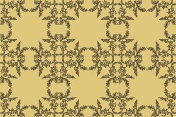 Vintage Retro floral ornament pattern. Vector abstract decor for backgrounds, texture, fabric, textile, cards. gold color