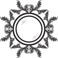Vintage Retro Round Vector frames. Rich carved ornaments. Black and white decorated work-frame