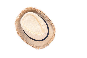Men's accessories with vintage hat on white background