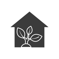house silhouette with ecology icon vector illustration design