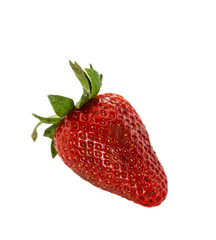 Single strawberry isolated on white background