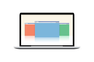 Vector laptop mockup - display with open windows