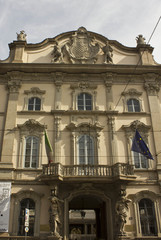 Fototapeta na wymiar Palazzo Arese Litta in Milan, view of the main doorway with statues