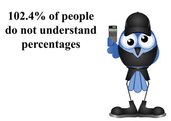 Comical understanding percentages on white background