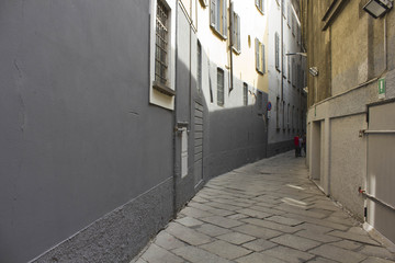 Via Bagnera narrow street in Milan city center
