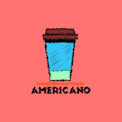 flat vector icon design collection cup of americano