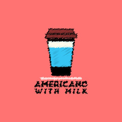 flat vector icon design collection americano with milk