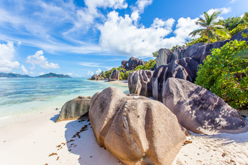 plages paradisiaques d'Anse Source d'Argent, la Digue, Seychelles 