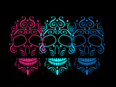 Skull vector background for fashion design, patterns, tattoos, day of the dead