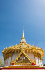 Fototapeta premium golden beautiful pagoda from bottom view in thailand.