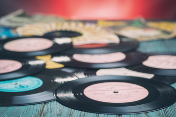 Stack of vinyl disks