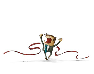 businessman crossing the finish line