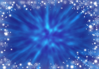 Abstract winter blue background. Snowfall. Frost.