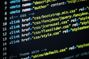 HTML and CSS code developing screenshot. - obrazy, fototapety, plakaty