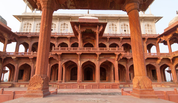 The view of the upper part of the Tomb of Akbar the Great, Agra, Uttar Pradesh, India 