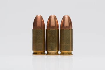 9mm bullet on the isolated white background