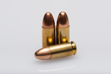 9mm bullet on the isolated white background