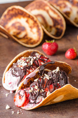 Homemade tacos with ice cream