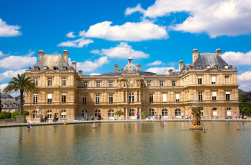 Fototapeta na wymiar PARIS, FRANCE, View on Luxembourg Palace in Luxembourg Gardens.