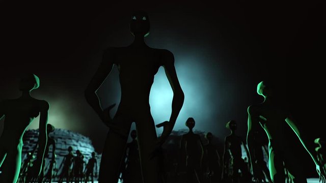 Alien Leader and Army Show Welcome, Greeting Cinematic 3D Animation
