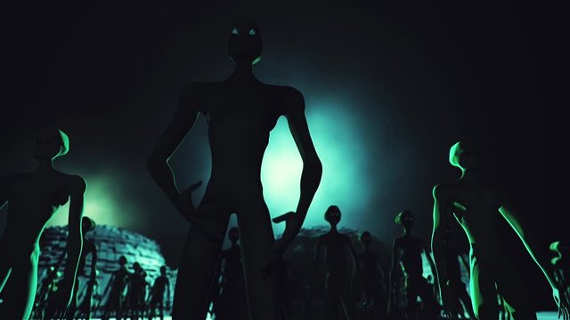 Alien Leader and Army Show Welcome, Greeting Cinematic 3D Animation