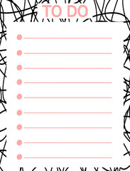 cute pink black vector printable to do list

