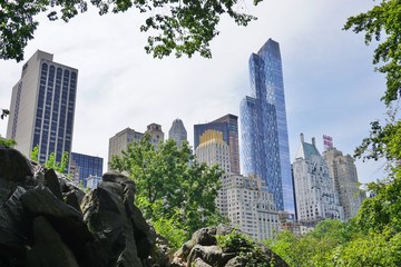 Scenic view of Central Park with New York buildings in the background
