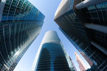Fototapeta na wymiar Corporate office skyscrapers perspective