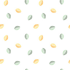 cute blue yellow colorful leaves seamless vector pattern background illustration

