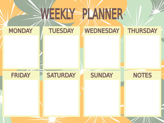 cute blue yellow vector printable weekly planner with flowers

