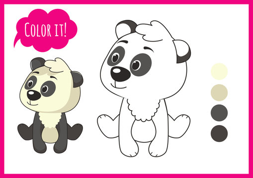Cute panda. Cartoon character isolated on a white background with black outline. elements for kid coloring book