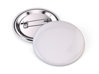 Blank white pin badge brooch isolated on white - 3d render