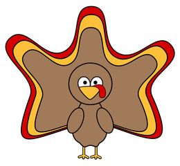 cute cartoon turkey vector illustration isolated on white background

