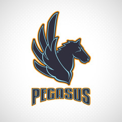Pegasus emblem Horse head with wing
