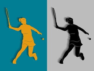 Fototapeta na wymiar silhouette tennis player , vector drawing