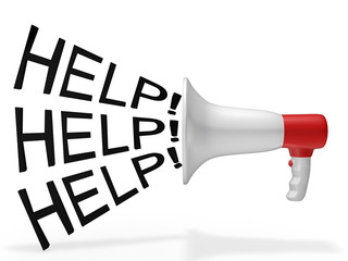 megaphone with help words