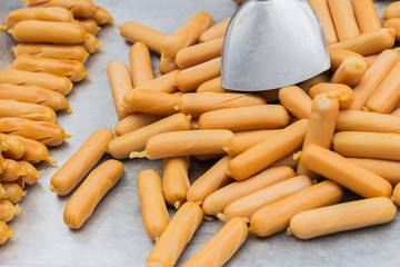 Selection of hot dog sausages