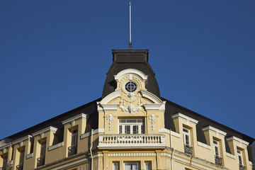 Historic colonial style building in the main square of Punta Arenas in the Magallanes region of Chile. Built circa 1923-29.