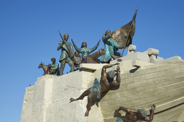 Maritime Monument on the historic waterfront of Punta Arenas running along the Magellan Strait in...