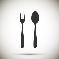 Fork and spoon icon isolated on white background