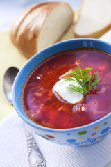 Borsch - traditional Ukrainian beetroot and cabbage soup