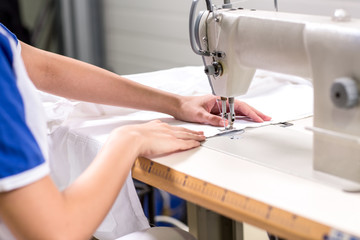 Seamstress sewing