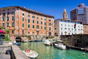 Livorno, Kanal - obrazy, fototapety, plakaty