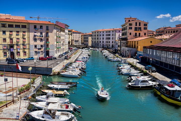 Livorno, Kanal - obrazy, fototapety, plakaty