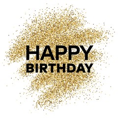 Gold glitter background with Happy Birthday inscription